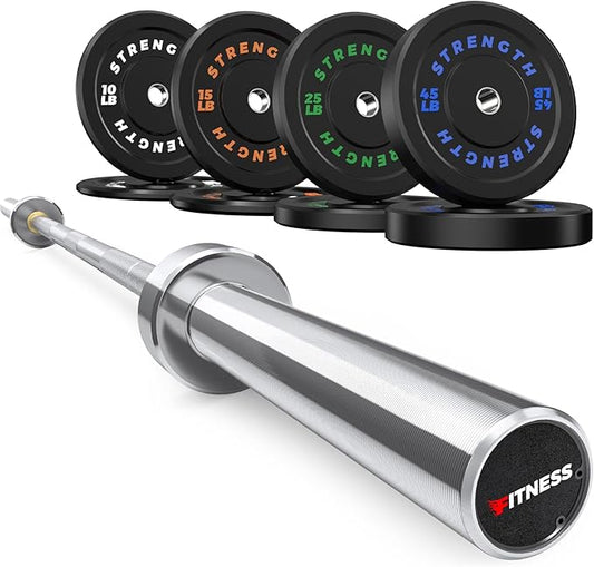 Olympic Rubber Bumper Weight Set - 2 Inch Barbell Plates for Home Gym Strength Training