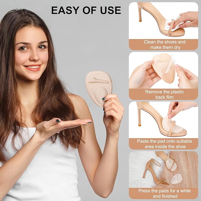 Ball of Foot Cushions, Metatarsal Pads Women, High Heels Non-Slip Comfort Pads, Shoe Support for Metatarsalgia Mortons Neuroma Pain Relief (2 Pairs)