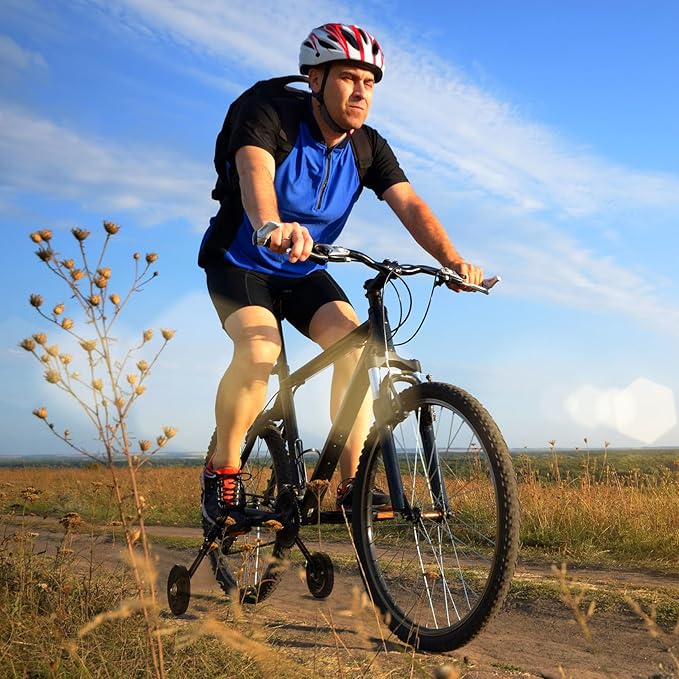 Heavy-Duty Bike Training Wheels for 24-26 Inch Bicycles - 300LB Capacity Adjustable Stabilizers with Thickened High-Carbon Steel & Durable Rubber Wheels