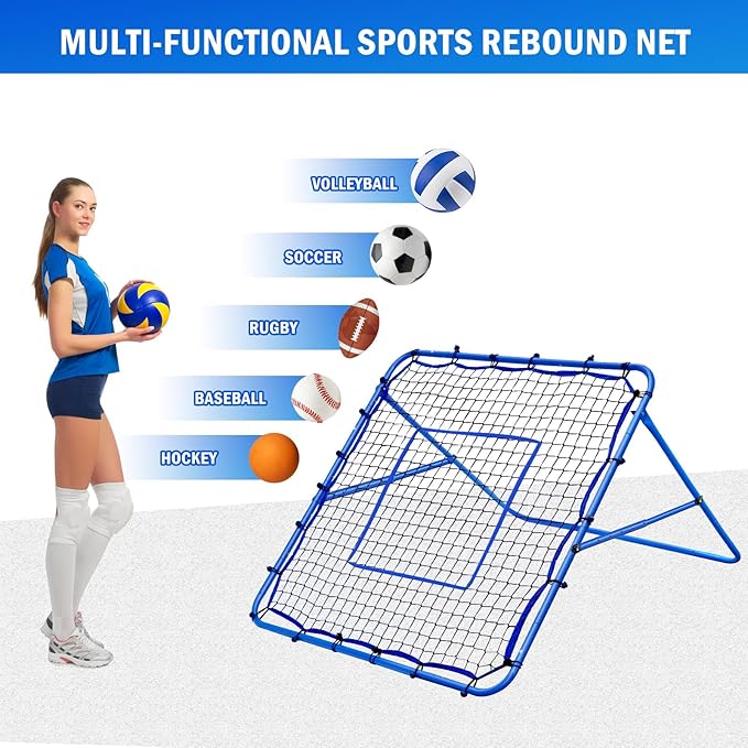 Volleyball Rebounder Net, Soccer Baseball Rebound Pitchback Net, Adjustable Target Practice Nets, Easy Setup Softball Bounce Back Trainer Equipment, Improve Sport Training Skills for Backyard
