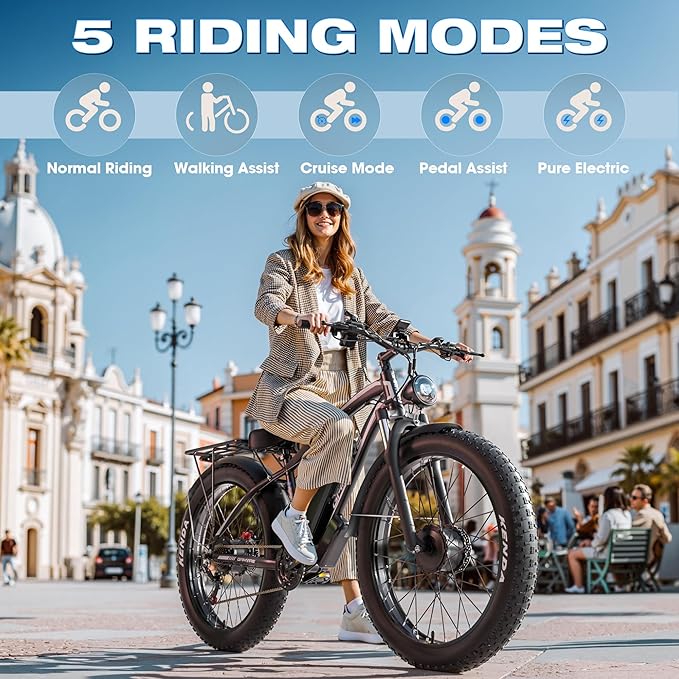 Ebike for Adults Electric, 52V 19.2Ah/32Ah, Peak 2000W/2500W E-Bike, 36/40MPH, 70 Miles/100Miles Long Range, Hydraulic Disc Brake, Off Road Snow Mountain E-Bike, 24"/26" Fat Tire Fast Electric Bicycle