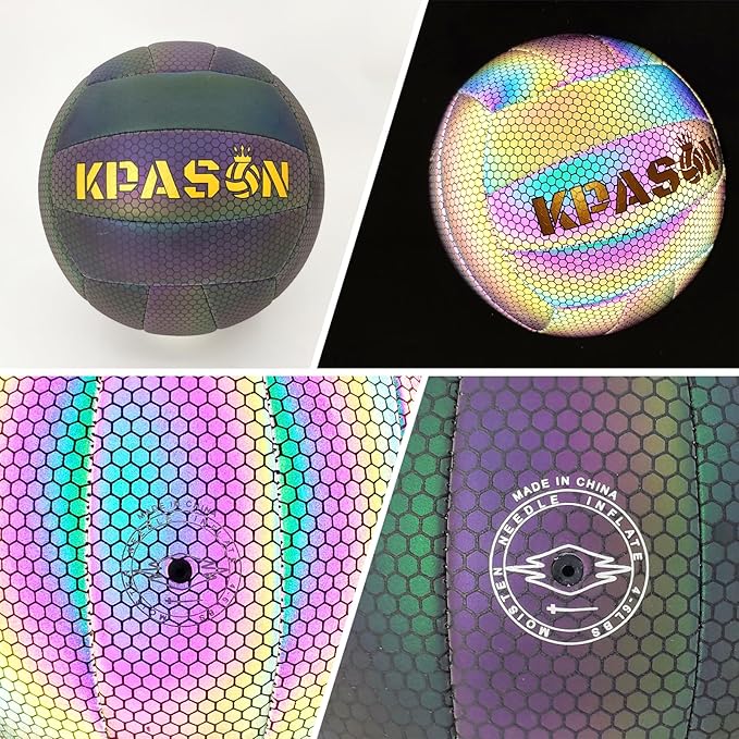Volleyballs, Holographic Glowing Volleyball Official Size 5, Indoor Outdoor Beach Volleyball Ball for Men Women