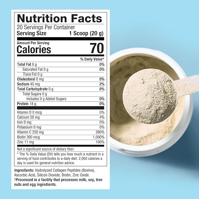 Purely Inspired Collagen Powder, Unflavored (20 Servings) - 20g Collagen Peptides Protein Powder for Women & Men - Grass-Fed & Pasture Raised - Gluten-Free, Paleo & Keto-Friendly Collagen Drink