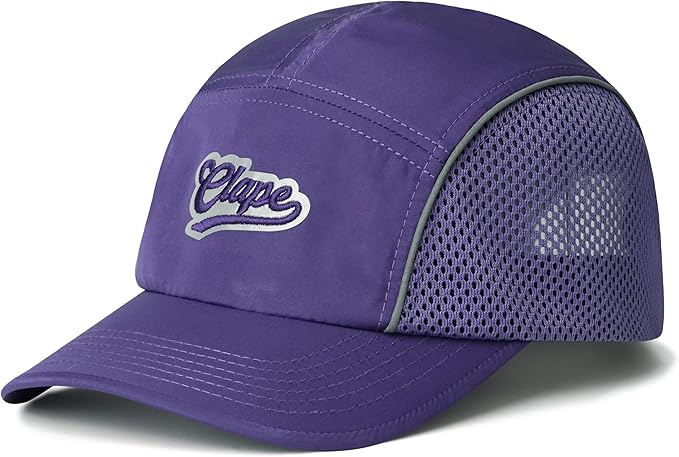 CLAPE Quick Dry 5 Panel Hat for Men, Breathable Mesh Short Brim Baseball Cap, Reflective Ajustable Outdoor Sport Running Hat