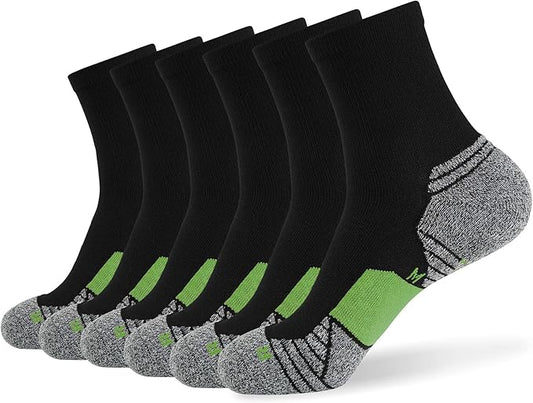 WANDER Men's Athletic Ankle Socks 6-7 Pairs Sports Moisture-wicking Running Basketball Cycling Socks 6-9/10-12/12-14