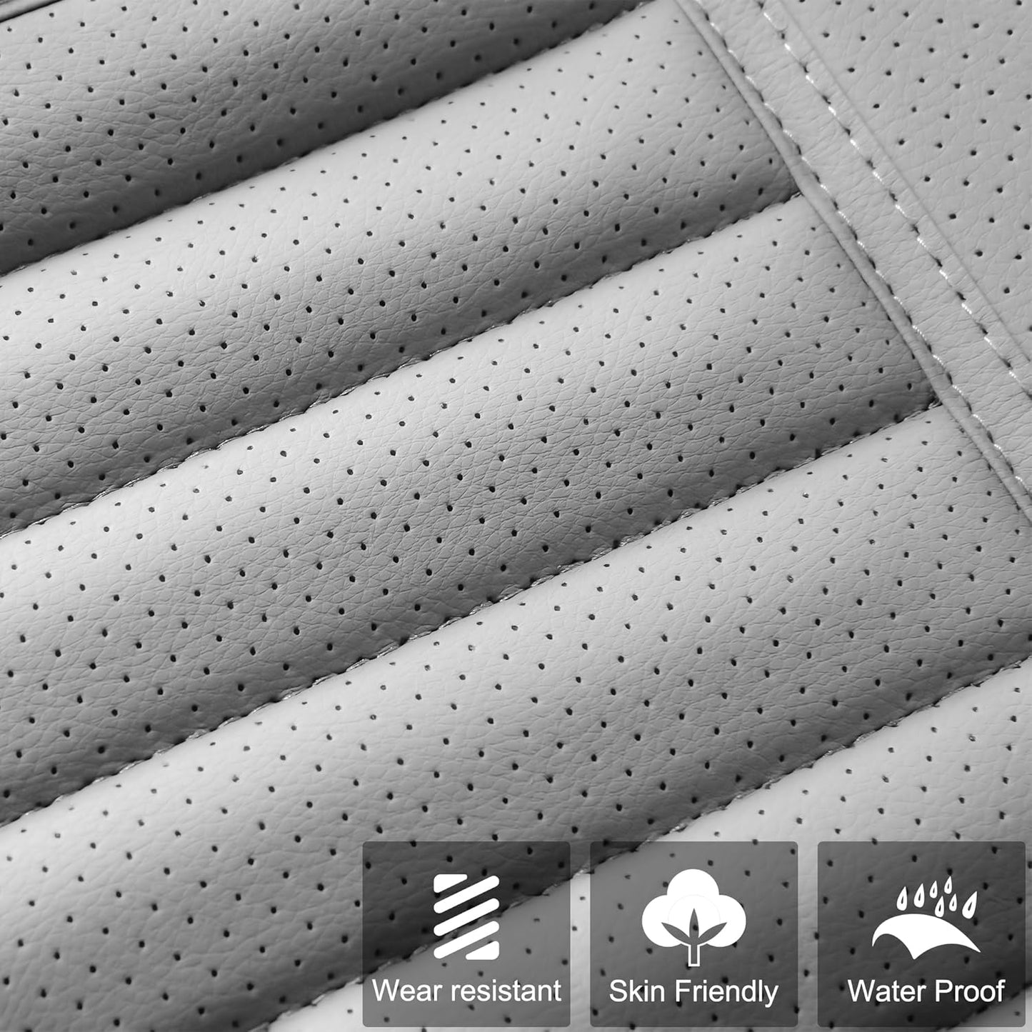 2pc Car Seat Covers, Luxury Car Protectors, Universal Anti-Slip Driver Seat Covers, Edge Wrapping Front Car Seat Covers with PU Leather(Gray)