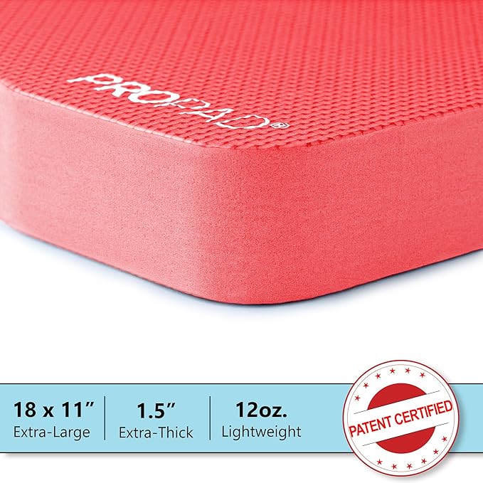 Thick Kneeling Pad, Garden Kneeler for Gardening, Bath Kneeler for Baby Bath, Kneeling Mat for Exercise & Yoga, Knee Pad for Work, Floor Foam Pad, Extra Large (XL) 18 x 11 x 1.5 Inches, Red