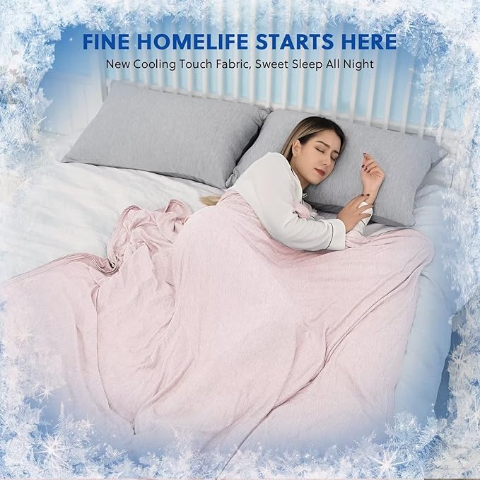 HOMFINE Cooling Blankets for Hot Sleepers - Summer Blanket Thin Lightweight Breathable Soft Double Side Enhanced Cooling for Bed Couch Sofa, Keep Cool for Night Sweats (Pink, 108 x 90 inches)