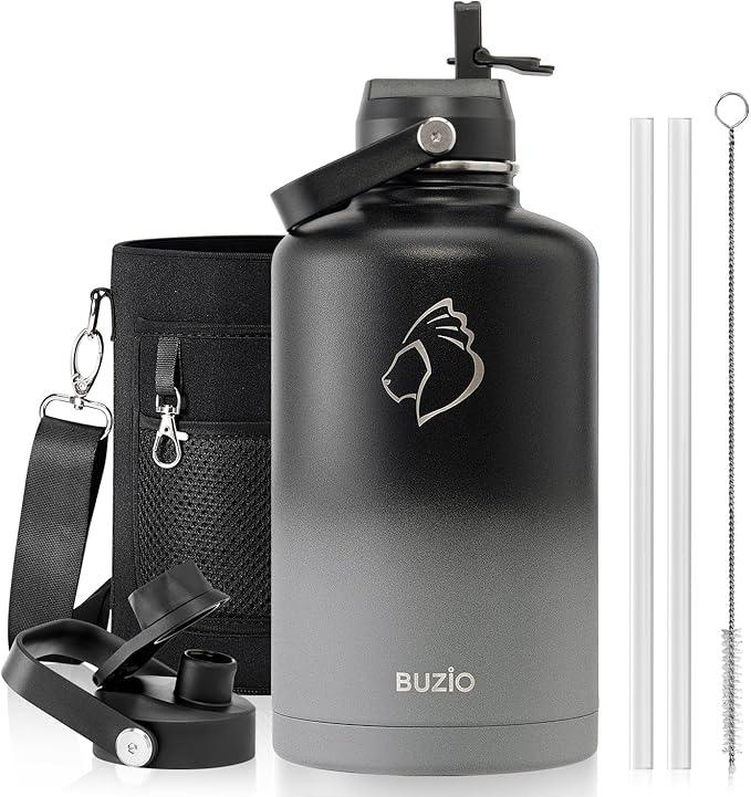 Insulated Water Bottle with Straw Lid, Modern Double Vacuum Stainless Steel Water Flask, Simple Half Gallon Water Jug, Metal Thermo Canteen Mug,87oz Sports Bottle