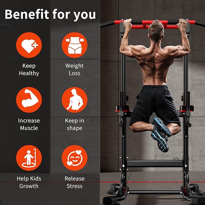 sogesfurniture Adjustable Dip Station & Pull Up Bar – Heavy Duty Calisthenics Workout Equipment for Home Gym, Multi-Function Fitness Training with Push Up Handles, Dips, Pull Ups & Push Ups