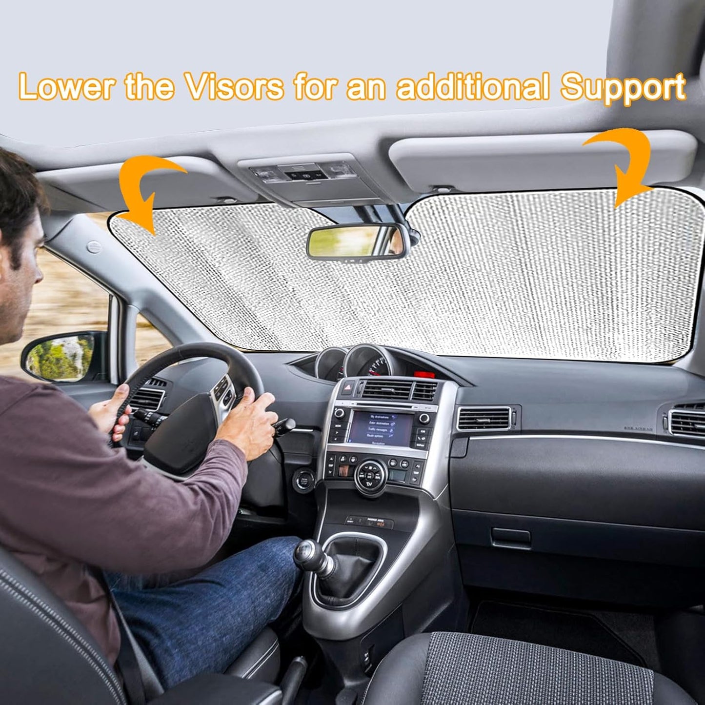 Custom Windshield Sun Shade for Car Personalized Window Sunshades Add Your Photo Logo Text Image Customize Car Sun Visor Foldable UV Ray Sun Protector for Sedans SUV Trucks (M)