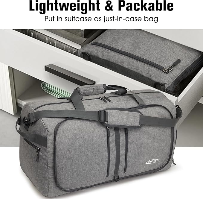 G4Free 40L/65L Foldable Duffel Bag, Water-Repellent Travel Backpack, Lightweight Carry Bag for Overnight Weekender Sports Men Women