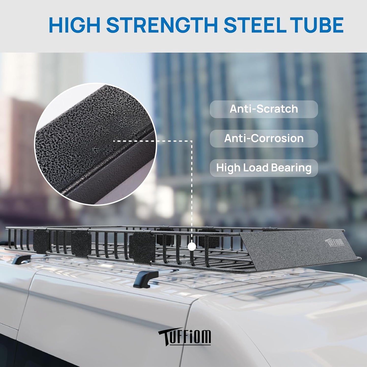 TUFFIOM 84"x 39"x 6" Universal Rooftop Cargo Carrier Basket, Extendable Steel Roof Rack Basket w/Net+Storage Bag+Pedal+Straps, Heavy Duty Car Top Rack Luggage Holder Carrier for SUV Car Truck Van