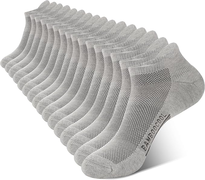 BAMBOO COOL Men's Ankle Socks Athletic Cushioned Moisture Wicking, Running Socks Arch Support Breathable, Heel Tab 8 Pack