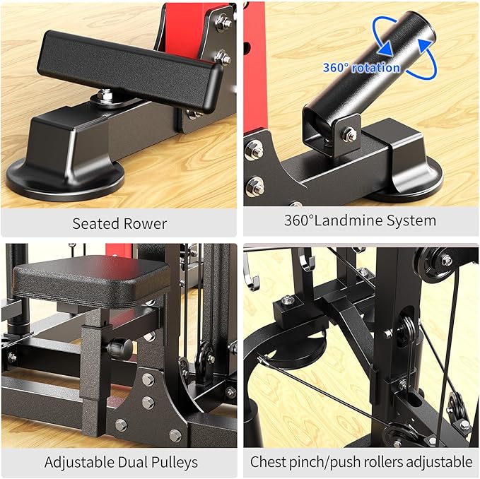 Power Cage,1600lbs Multi-Function Power Rack with Adjustable Cable Crossover System and More Training Attachment, Weight Cage for Home Gym