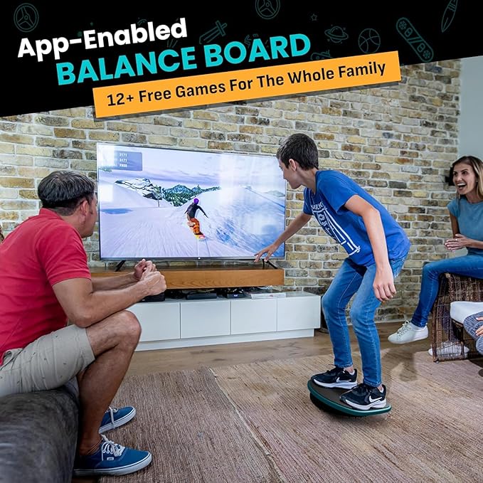 GoBalance Board - App-Enabled Balance Board. Smart Bluetooth Sensor, 12 FREE Interactive Games - Fun, Balance Training and Home Gym Workout! Boost Coordination & Strength for Teens and Adults