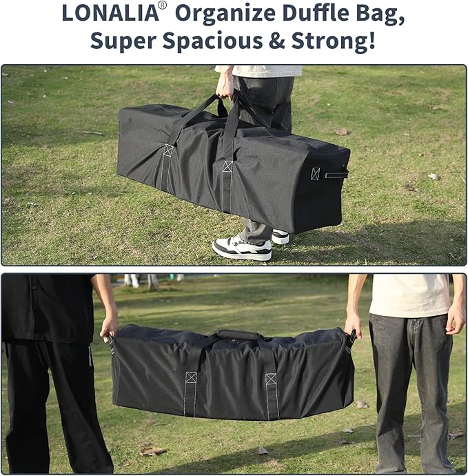 46 Inch Large Duffle Bag for Travel Camping - 127L Extra Large Heavy Duty Duffel Bag, Sport Equipment Storage Bag with 2 Sides Handles-Black