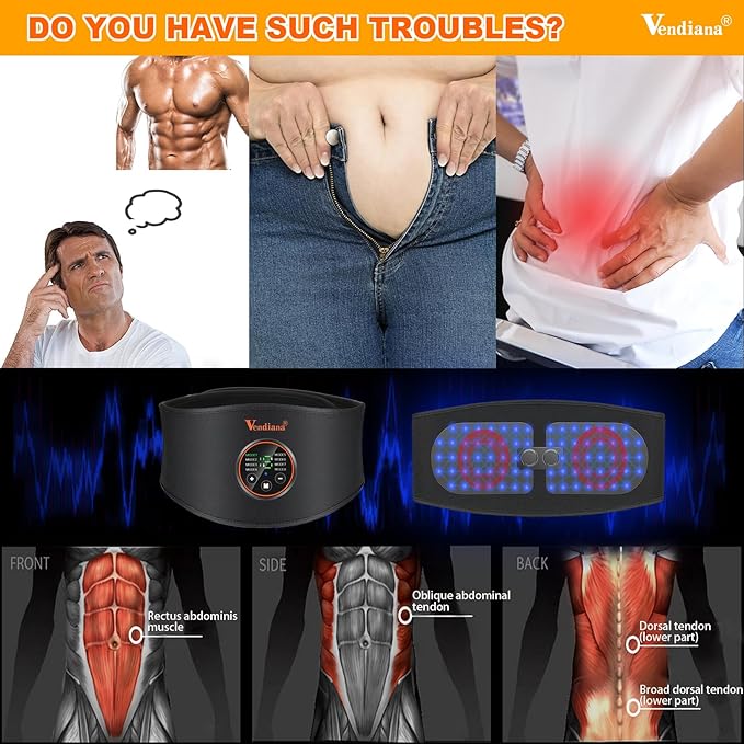 ABS Stimulator Muscle Toner Flex Fitness Belt for Waist Trimmers FDA Cleared AB Machine Abdominal Toning Ems (Green, One Size)