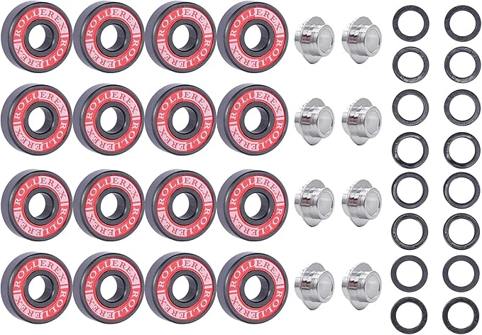 Rollerex VXT500 Inline Skate Wheels (8 Wheels w/Bearings, spacers and washers) (Various Size & Color Options Available) - for Indoor, Outdoor, Hockey - Intended for Roller Blade Wheel Replacement