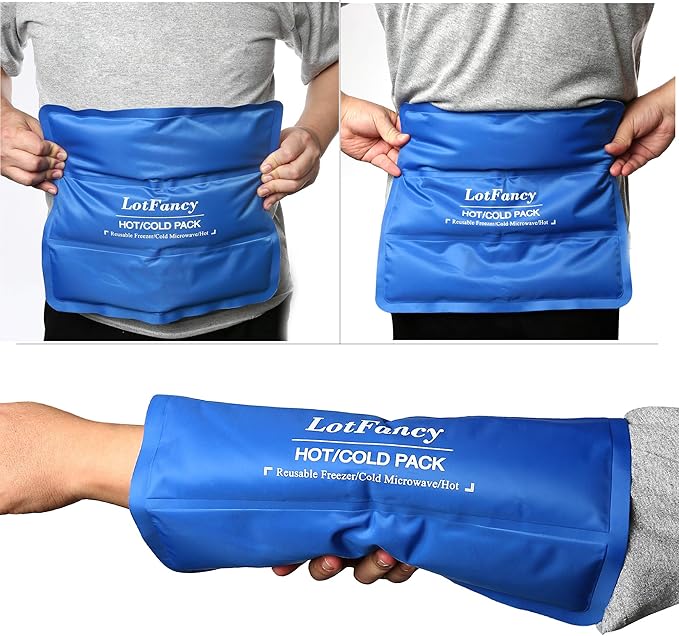 LotFancy Ice Pack for Injuries, Reusable Large Hot Cold Pack for Therapy, Heating or Cooling Gel Pad for Back Shoulder Knee Waist Sprains, Muscle or Joint Pain Relief, 14" x12"