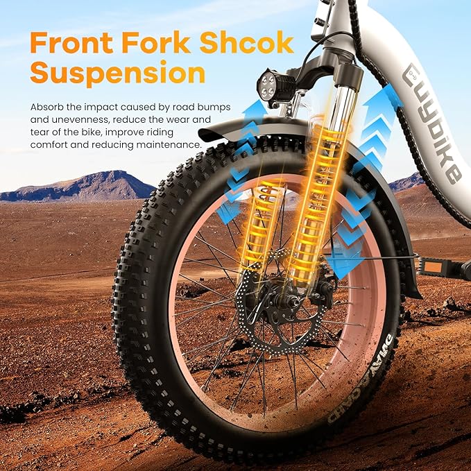 Folding Electric Bike for Adults with Peak 1000W Motor, 48V 20AH Battery up to 30MPH 80 Miles, 20" Fat Tire All Terrain Ebike, Front Suspension 7-Speed Commuter E Bike, Step-Thru, UL Certified