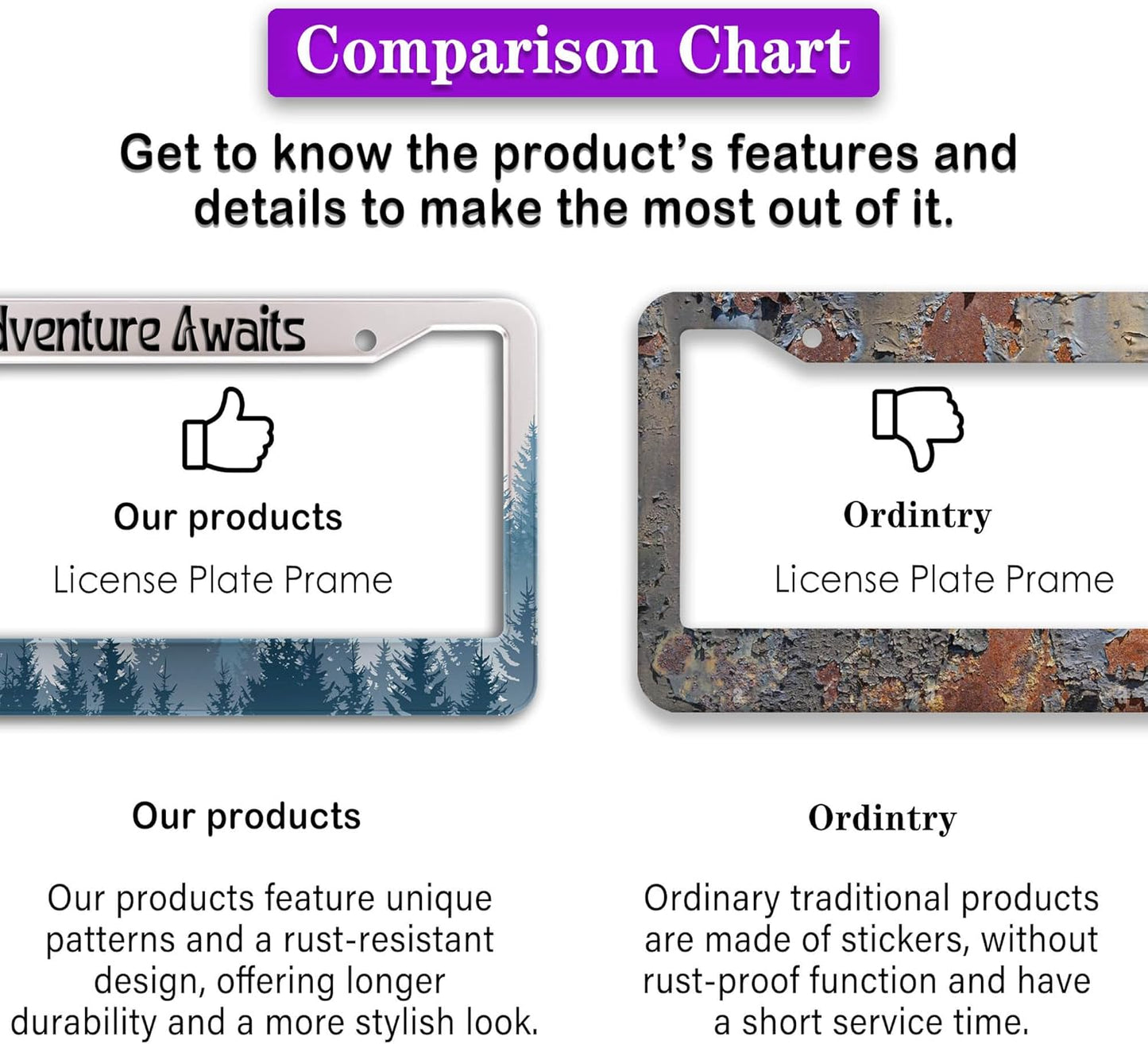 License Plate Frames for Women Multicolor License Plate Cover for Men Misty Forest Aluminum Metal Car Accessory 2 Pack with Screw Covers Set