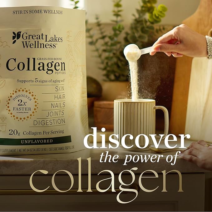 Great Lakes Wellness Keto Boost Advanced Collagen Peptides Powder with 4.2g MCTs - Vanilla Flavored - Nutritiously-Rich Non-Dairy Coffee Creamer or Smoothie Alt - Non-GMO, Kosher - 14.1 oz