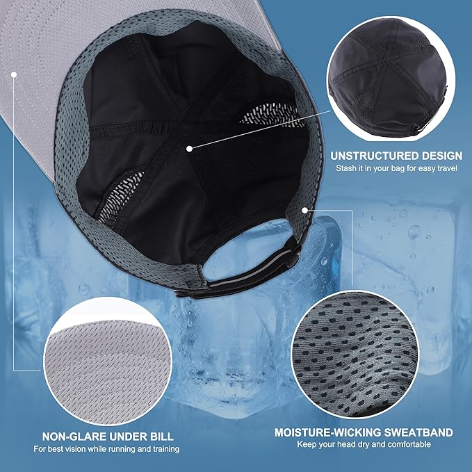 Connectyle Mens Womens Quick Dry Performance Running Cap Lightweight Reflective Sports Hat UPF 50+ Outdoor Athletic Sun Cap