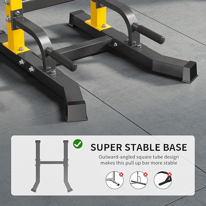 sogesfurniture Adjustable Dip Stands Assistive Trainer for Home Gym - 10-Level Height Wall-Saving Pull Up Bar, Dual Training Stands for Dip Push Up & Core Workout, Heavy Duty Steel Frame