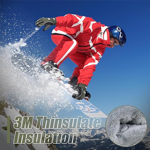 HANDLANDY Winter Insulated Work Gloves, 3M Thinsulate Thermal Water-Resistant Gloves for Men Women Touch Screen, Warm Ski Snowboard Cold Weather Gloves (Army Green, X-Large)