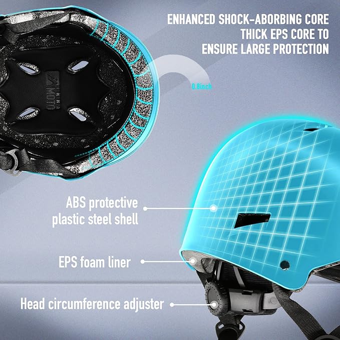 Skateboard Helmet for Adults - Adjustable Certified Safety Adults Helmet for Skateboarding Bike Bicycle Scooter Cycling Skate Skating Multisport Helmets for Women Men Boys Girls Kids Youth