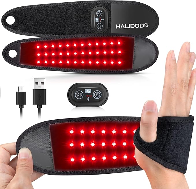 Red Light Therapy for Hand Wrist with Heat & Massage, 3000mAh Wireless Controller Infrared Light with 108 Beads Wrist Brace & Hands Wrap Pad for Knee Ankle Foot Joint Faster Recovery Pain Relief