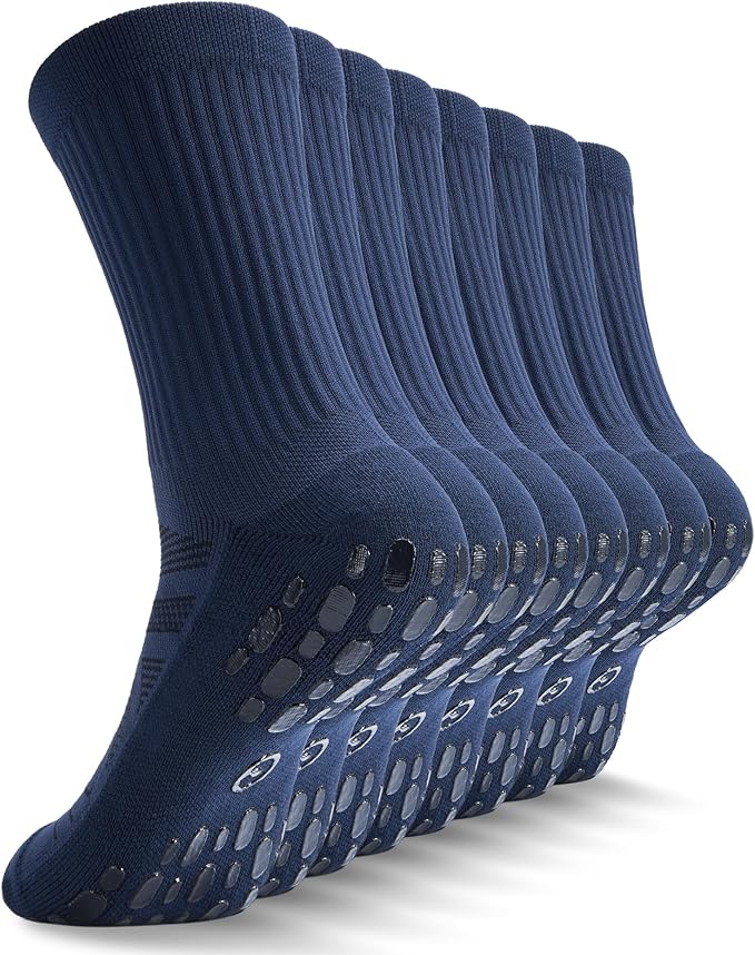 CWVLC Grip Socks Soccer - Cushioned Non-Slip Grippy for Men & Women Athletic - Barre Hospital Sticky Slipper Socks