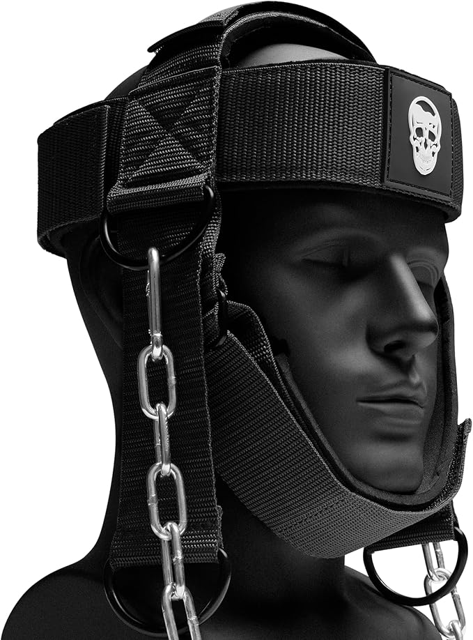 Gymreapers Neck Harness - Heavy Duty Stainless Steel Chain, Adjustable Neoprene Strap, Trainer for Strength & Pain Relief