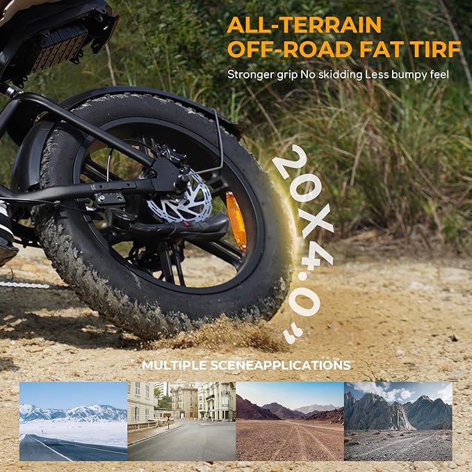 V20 4.0 Electric Bike for Adults,28/30Mph Max Speed,48V15.6Ah Battery,25-68 Miles Max Range, Dual Hydraulic Brakes Ebike,Turning Light, Electric Bike for Commute/Offroad/Rain/Snow Riding.