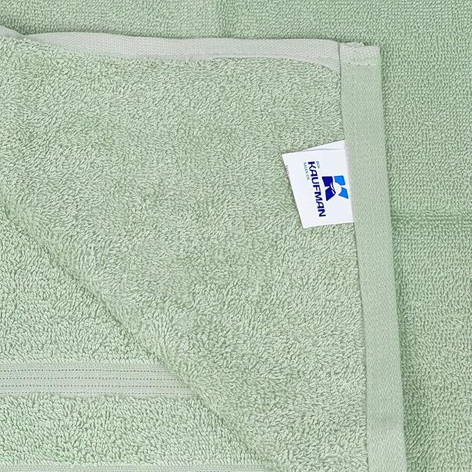 Kaufman - Premium Hand Towels Set for Bathroom, Spa, Gym, and Face Towel 100% Cotton Ring Spun, Ultra Soft Feel and Highly Absorbent Towels (12, SAGE Green)