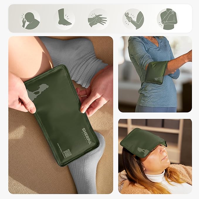 Small Flexible Gel Ice Packs for Injuries Reusable - Soft Hot and Cold Packs for Injuries for Ankle, Hand, Wrist, Head Pain Relief - 5" x 10" - 2PK - Green