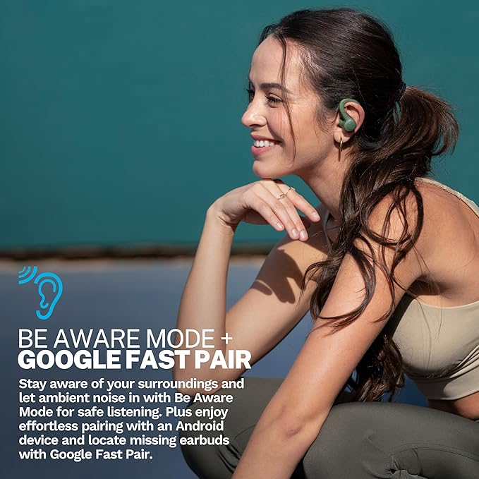 JLab Go Sport+ Wireless Workout Earbuds Featuring C3 Clear Calling, Secure Earhook Sport Design, 35+ Hour Bluetooth Playtime, and 3 EQ Sound Settings (Green)