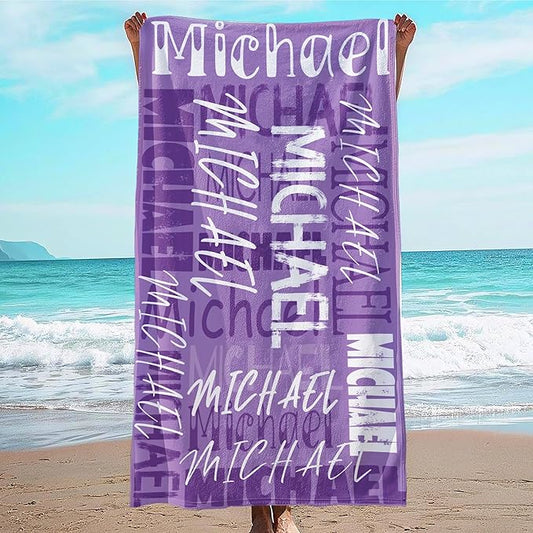 JML Personalized Beach Towel with Name, Custom Beach Towel with Name, Customized Microfiber Pool Towel, Quick Dry & Absorbent Swim Towel for Adult,Anniversary, Birthday, Summer Holiday,Vacation