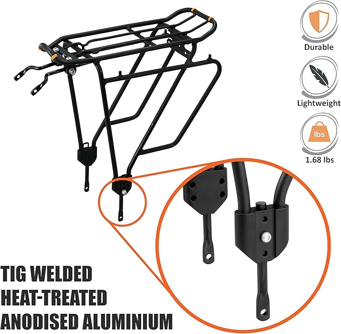 Ibera PakRak Touring Bicycle Seatpost/Disc/Non/Disc Rack and Quick Release Bag