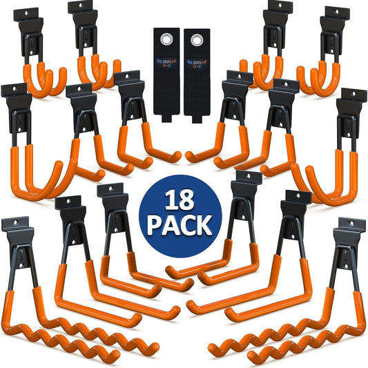 3-H Slatwall Accessories 18 Pack, Slatwall Hooks & Hangers Multi Sizes, Slat Wall Heavy Duty for Space Saving Used as Proslat Accessories with Slatwall Panel(Orange)
