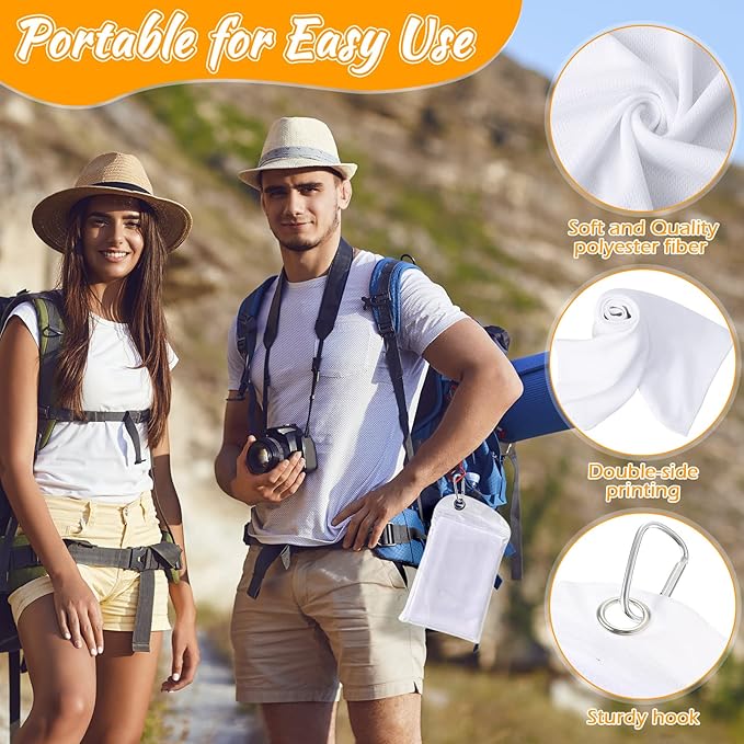 20 Pcs Cooling Towel 40" x 12" Ice Towel for Neck and Face Microfiber Chilly with Bag Breathable Yoga Gym Stay Cool Towels Sweat Rag for Workout Running Camping Pilates Beach Accessories (White)