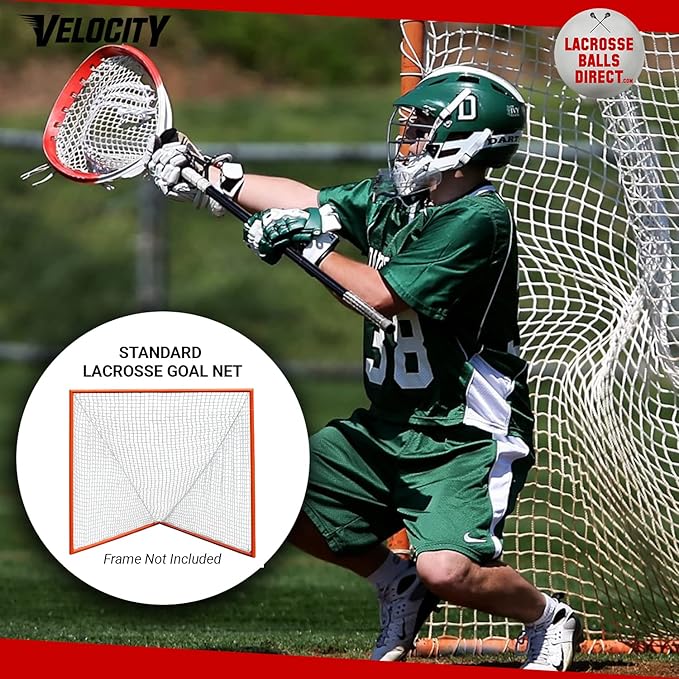 Velocity Heavy Duty Black & White Lacrosse Net - Fits 6’x6’x7’ Goals - Weatherproof, UV Resistant 1000D High-Strength Polyester - Comes with 100+ Feet of Lacing Cord and 4 Quick Ties