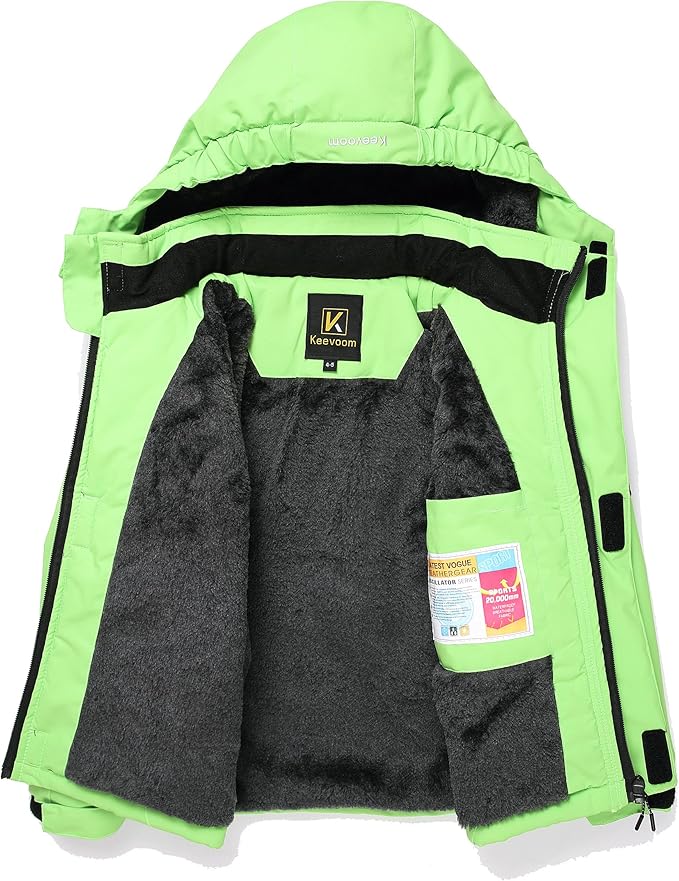 Keevoom Boys Winter Coat Ski Jacket Windproof Kids Snowboard Warm Fleece Snow Coat Waterproof Outdoor Hooded Ski Coats