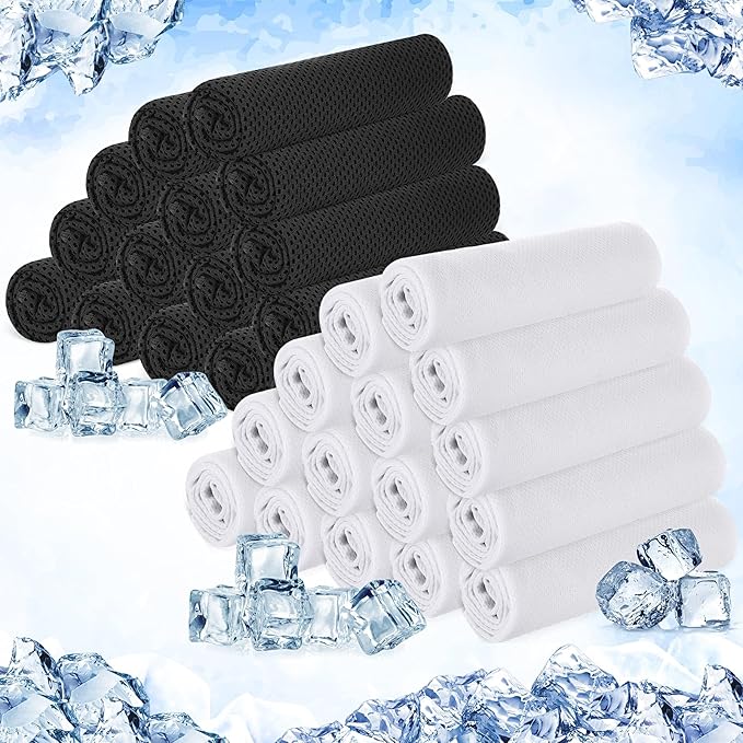 Hosuly 30 Pack Cooling Towels, 40"x12" Ice Breathable Soft Chilly Sweat Rag Microfiber Workout Rags for Gym Cooling Towels for Neck and Face for Yoga Golf Sport Running