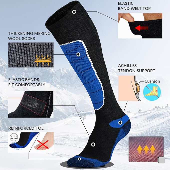 Hylaea Merino Wool Ski Socks, Cold Weather Socks for Snowboarding, Snow, Winter, Thermal Knee-high Warm Socks, Hunting