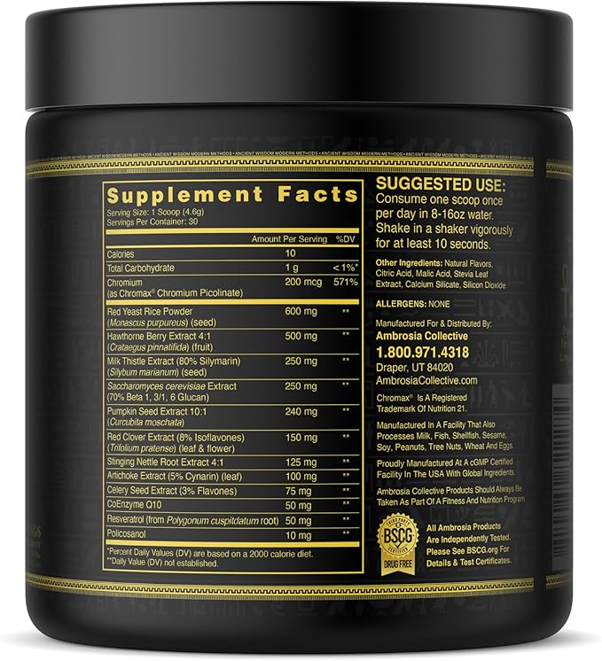 Ambrosia Nektar Superfood Health Supplement Powder, 30 Servings, Strawberry Lychee Flavor