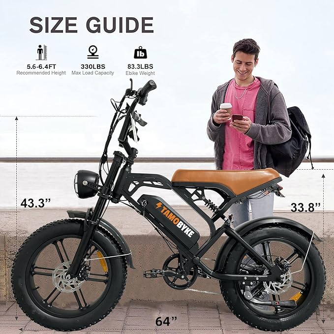 V20 4.0 Electric Bike for Adults,28/30Mph Max Speed,48V15.6Ah Battery,25-68 Miles Max Range, Dual Hydraulic Brakes Ebike,Turning Light, Electric Bike for Commute/Offroad/Rain/Snow Riding.