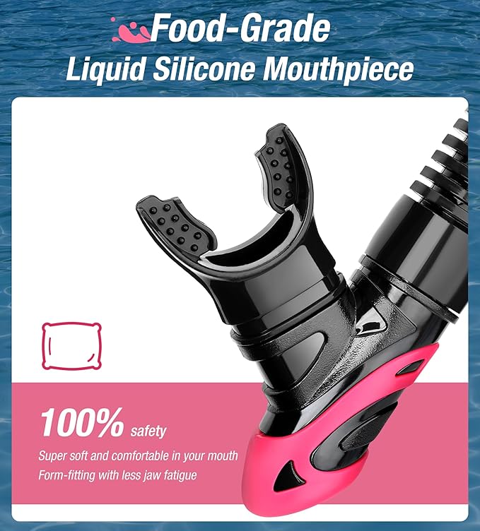 Aegend Dry Snorkel, Dive Mask Easy-Breath Free Diving Snorkel for Snorkeling Scuba Diving Freediving Swimming, with Top Dry Valve and Food-Grade Silicone Mouthpiece