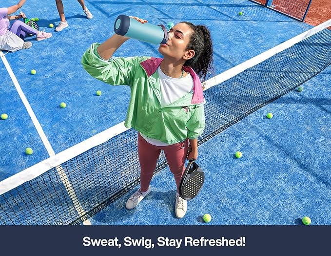 40 oz Insulated Water Bottle with 2-in-1 Straw and Spout Lid, Keep Cold 24H, Leak-Proof, BPA-Free, Double Wall Stainless Steel Water Bottle for Sports, Gym, Travel, and School (Big Wave)